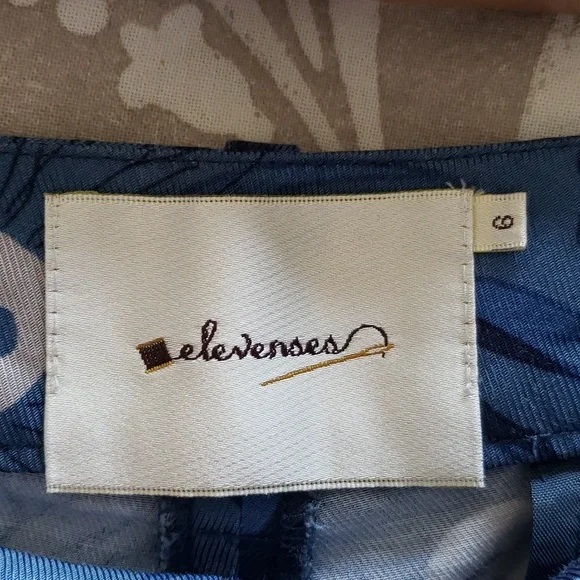 Elevenses for Anthropologie Blue Lunar Mum Tapered Capris Size 6 - Picture 9 of 11